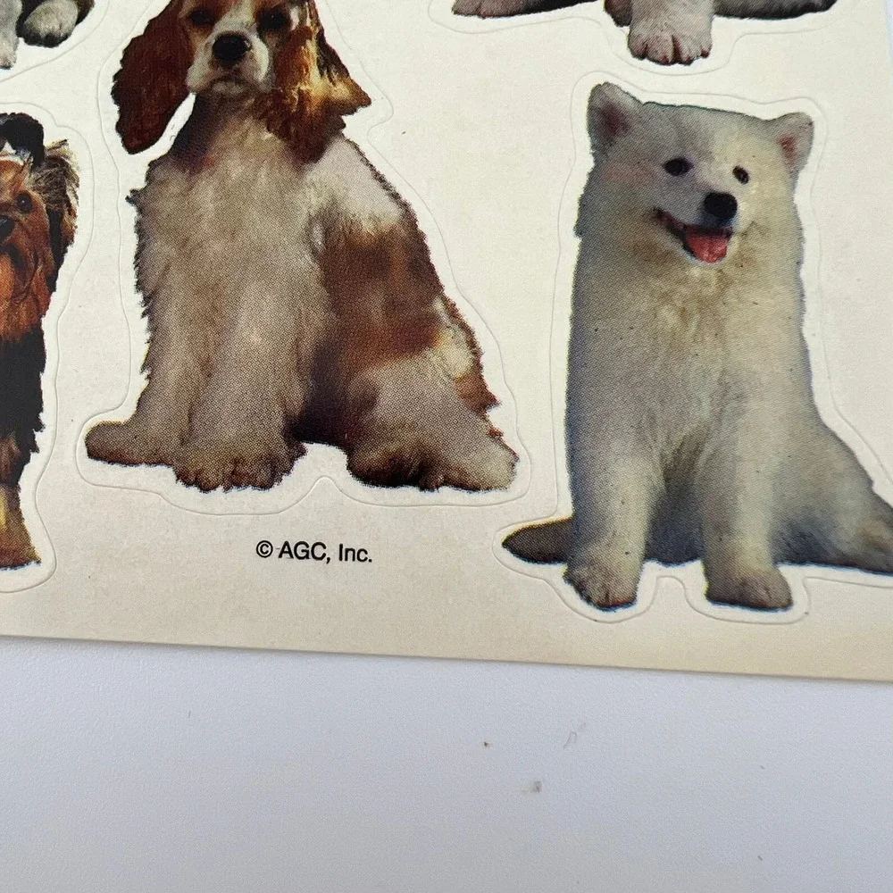 Vintage AGC Dog Puppy Sticker Sheets Lot Cocker Spaniel Corgi Yorkie Samoyed